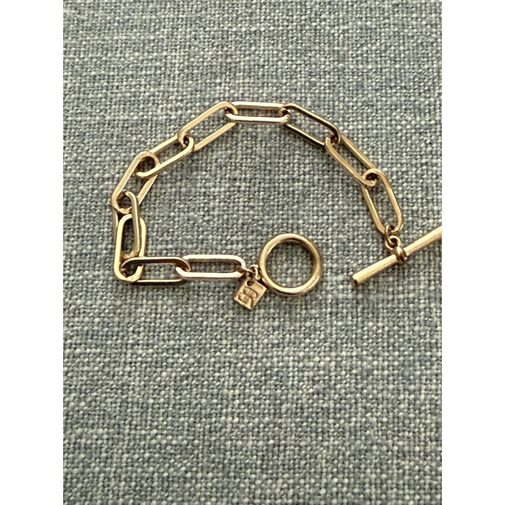 Banana Republic Bracelet Gold Tone Paper Clip Toggle Link Fashion Small 7.25" - Picture 5 of 9